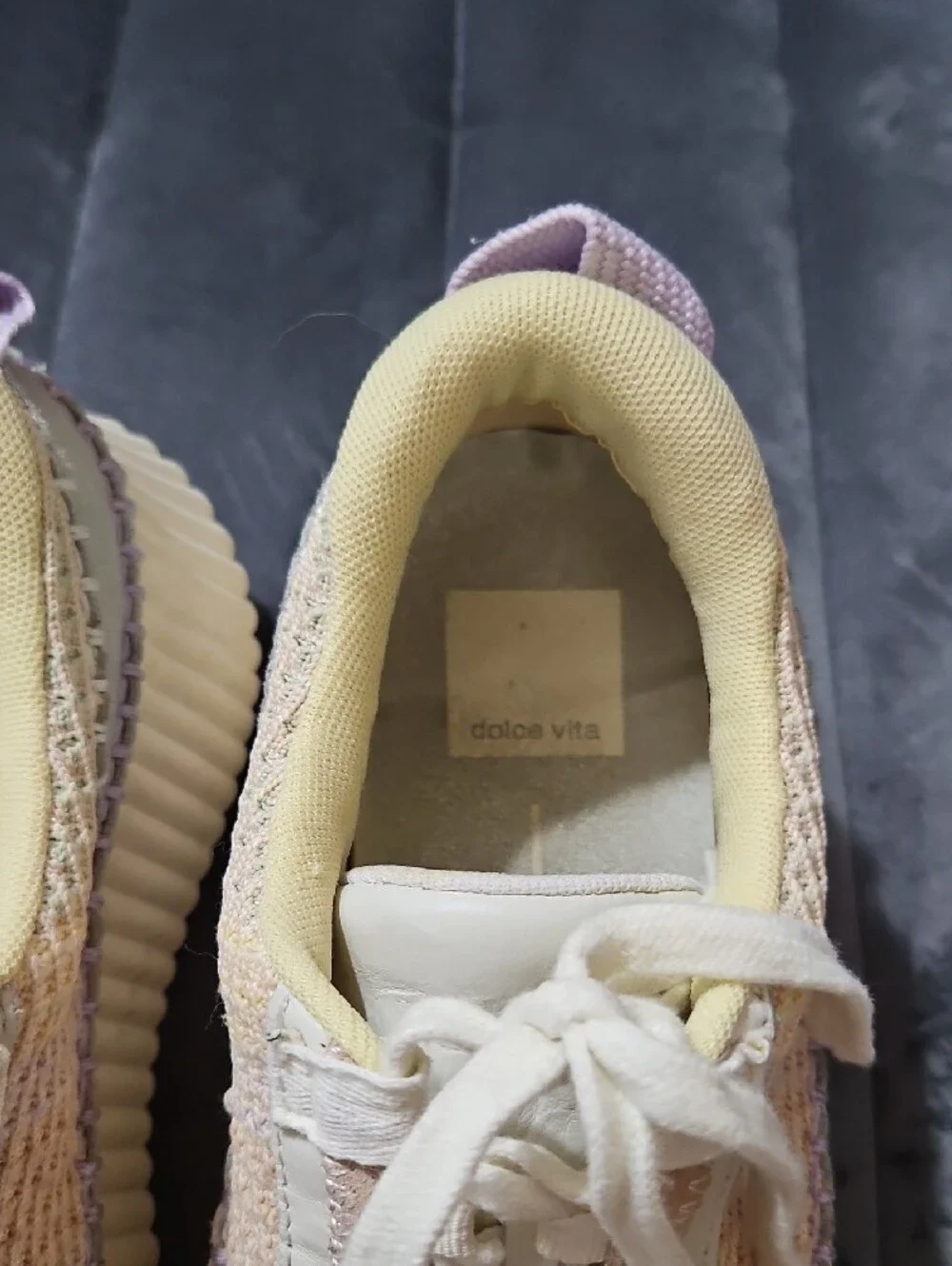 Dolce Vita Cream and Lavender Woven Platform Sneakers